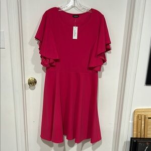 Pink Flutter Sleeve Dress